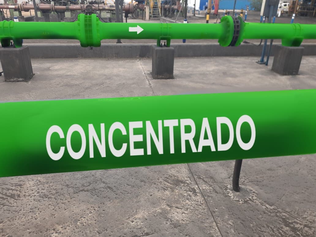 Señalización de flujo en ducto de concentrado